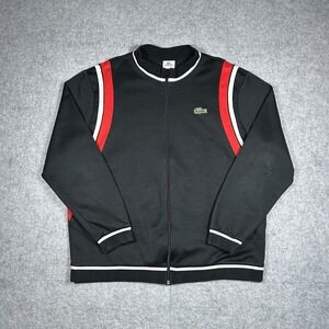 Lacoste Sport Track Jacket Mens Size 9 2-3XL Black full Zip Big Croc Logo Active